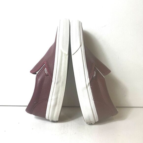 Vans Classic Slip On Skateboard Shoes Leather Burgundy Womens 6 Sneaker Mens 4.5 - Picture 5 of 12